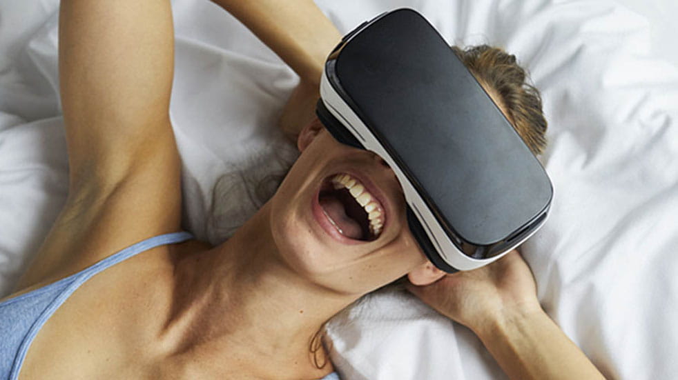 Woman with VR headset